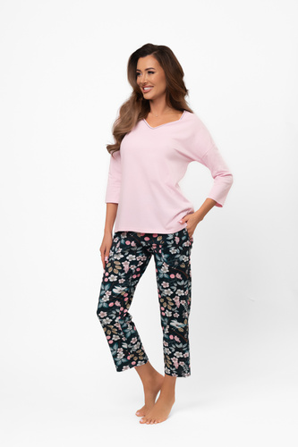 Pigiama da donna in cotone Marisal - camicetta 3/4, pantaloni 7/8 Moda italiana