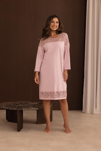 Koszula da notte donna Regina 2014 100% cotone pizzo elegante rosa
