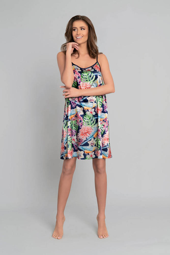 Polinesia Camicia da notte da donna, cinturino stretto Moda italiana - stampa floreale