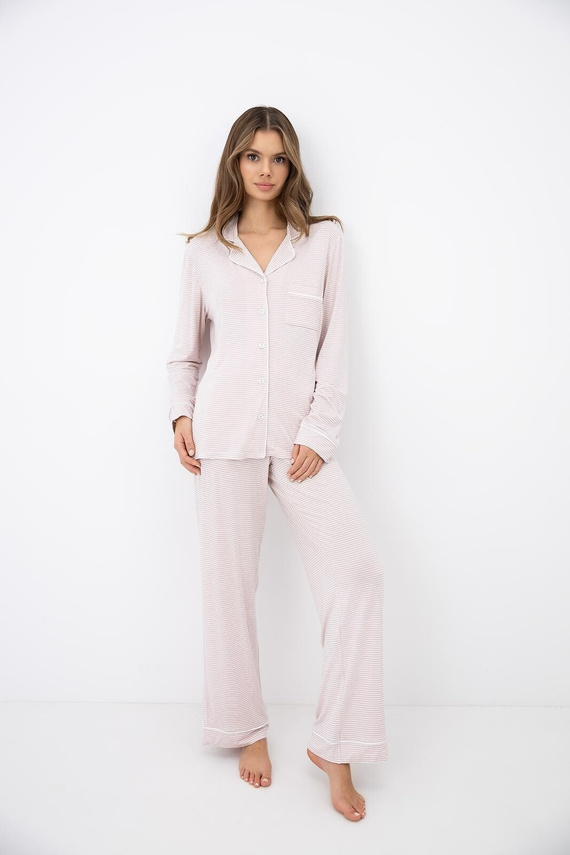 Sensis Leila pigiama donna rosa a righe, viscosa, con bottoni