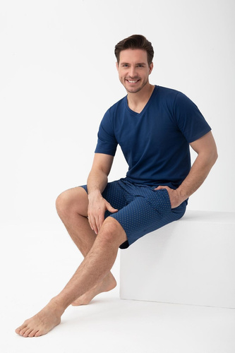Pigiama uomo Luna 1602 in cotone con scollo a V e pantaloncini