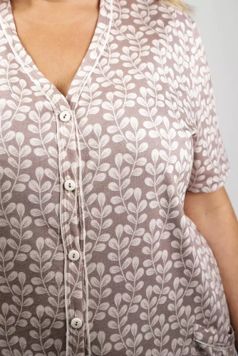 Ramira Pigiama donna manica corta e pantalone 3/4 Moda italiana - stampa/cappuccino