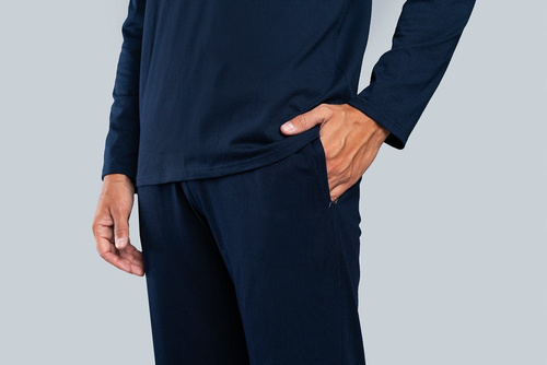 Niko Pigiama uomo manica lunga, pantaloni lunghi Moda italiana - blu navy