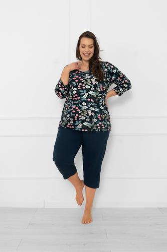 Pigiama donna in cotone Lucja manica 3/4 e pantalone Italian Fashion