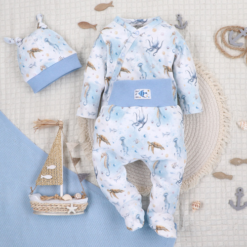 ABN-5441 Sea Of Joy Nini busta corpo blu - cotone organico, per neonati