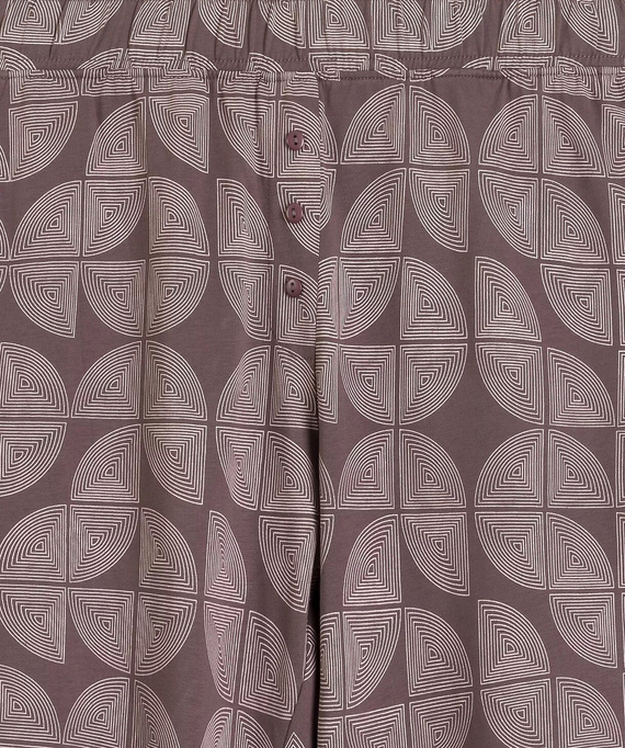 Pigiama donna NLP-501 Atlantic rosa-verde - 100% cotone effetto pesca, manica lunga, pantaloni con tasche | Calore e comfort Premium