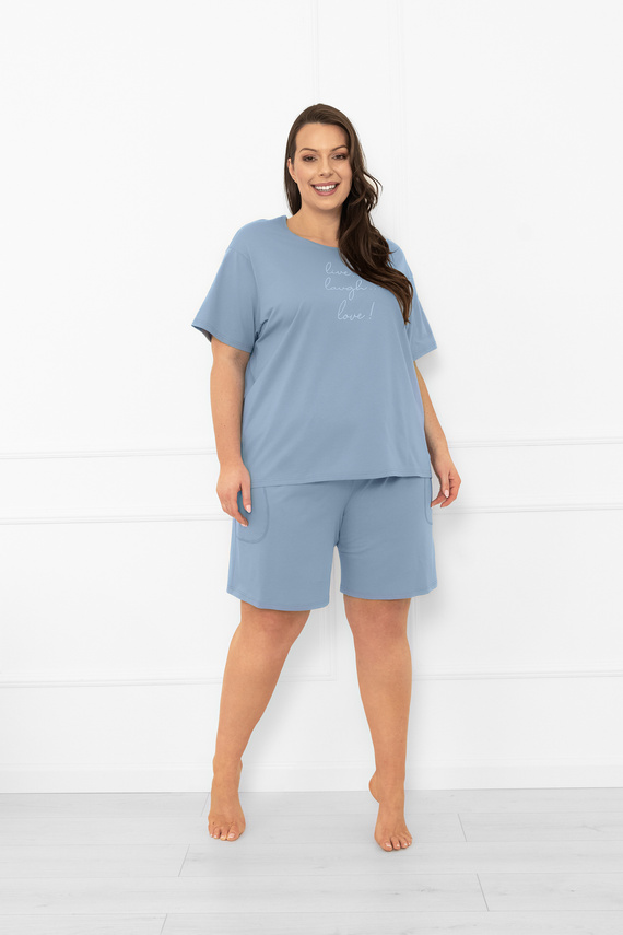 Pigiama da donna Ksara Italian Fashion - cotone, manica corta e pantaloncini - acciaio