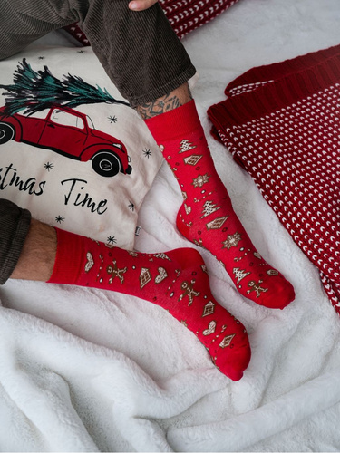 1290-037 Calzini di Natale da uomo Milena - Pan di zenzero, rosso