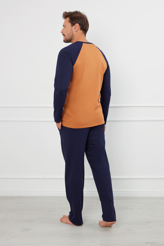 Alexander Pigiama uomo manica lunga, pantaloni lunghi Moda italiana - cognac/granata