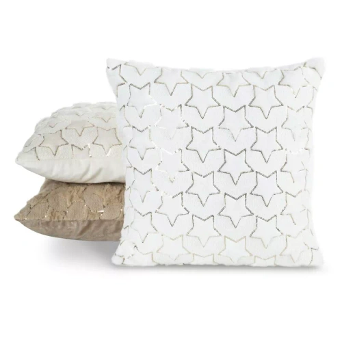 CHP314 Federa natalizia Eurofirany 45x45 con paillettes 3D stelle bianca