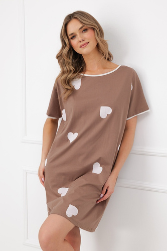 Italian Fashion Mila Camicia da notte Mega Soft manica corta cuori cotone