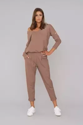 Karina Set donna manica lunga, pantaloni Moda italiana - caramello