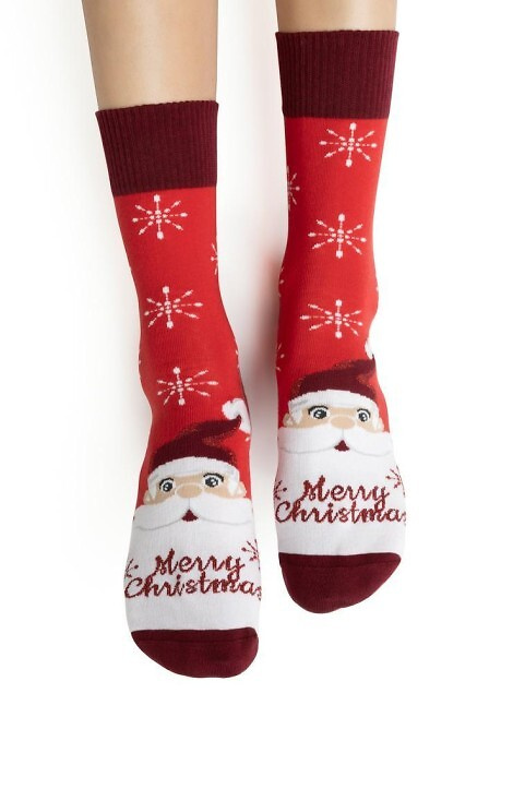 ARTE.136 Calze natalizie da donna Steven red 136 - cotone, calde, fantasia invernale