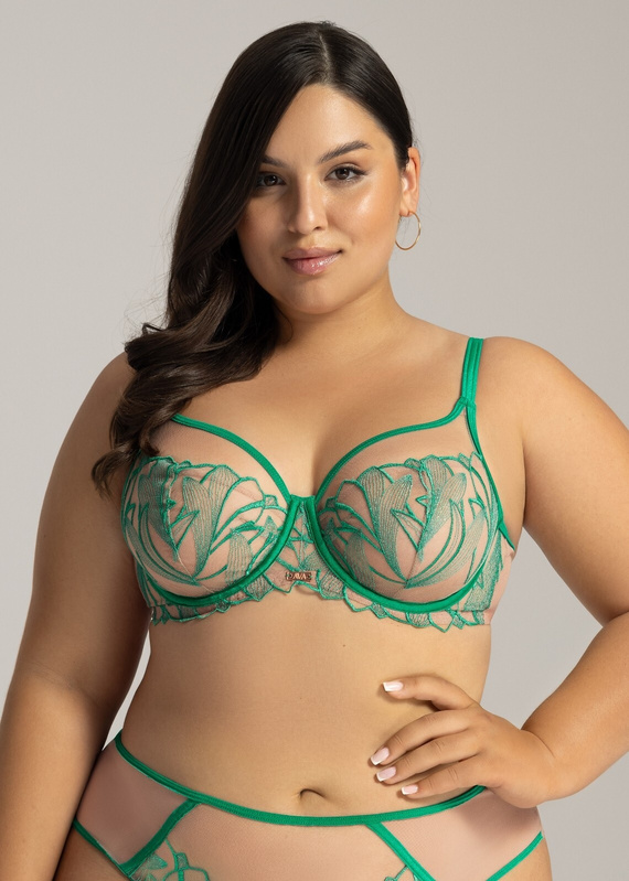 2161 AVA Maxi reggiseno verde morbido - taglia grande, morbido, con ferretto