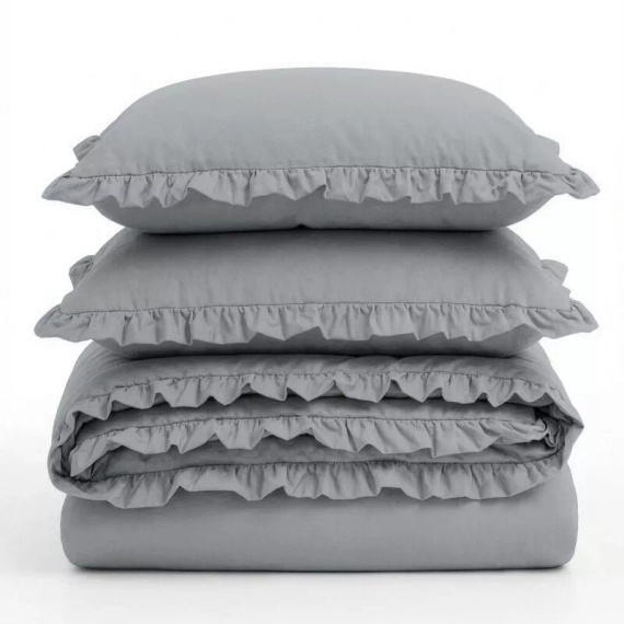 Biancheria da letto in cotone con balza Eurofirany 100% cotone con cerniera argento