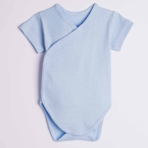 224040 Nicol Body incrociato per neonati blu 100% cotone traforato
