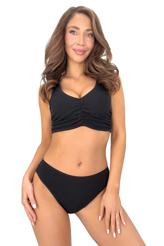 DONNA 264 Slip Donna in Cotone con Pizzo Comfort Quotidiano Nero