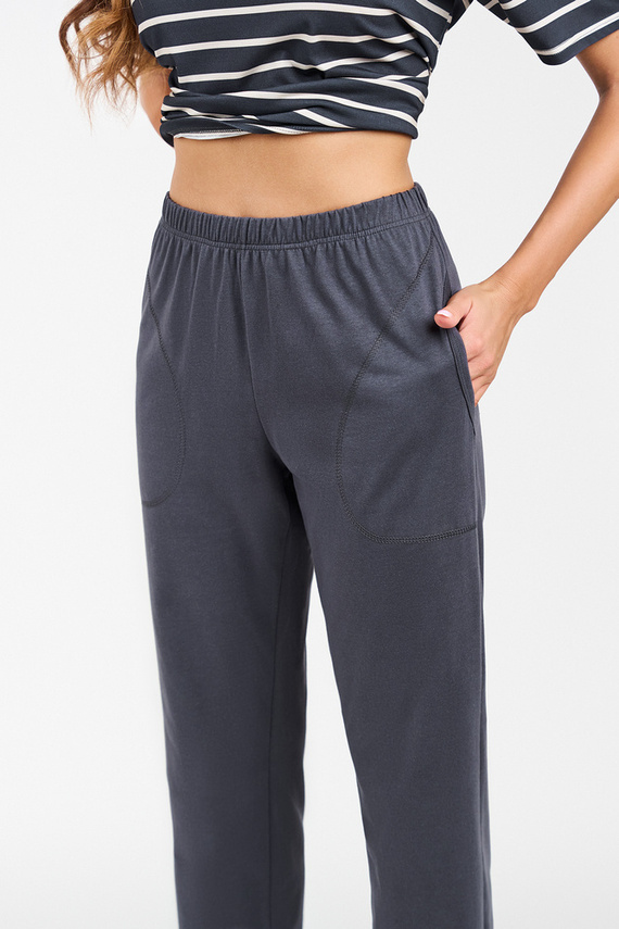 Betty Pigiama donna manica corta, pantaloni lunghi Moda italiana - stampa grafite/grafite