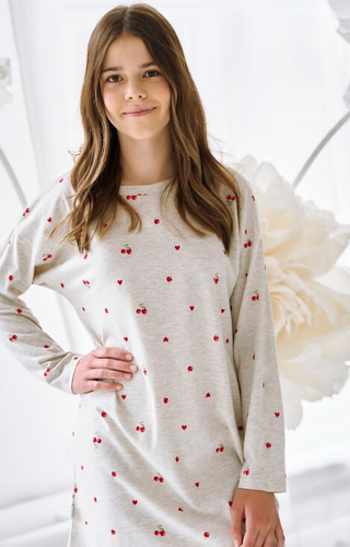 3504 Adele Taro melange - Camicia a maniche lunghe da bambina, in cotone