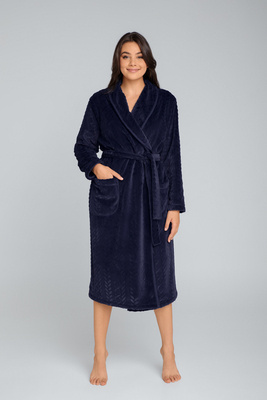 Bona Vestaglia da donna in pile Italian Fashion - blu navy