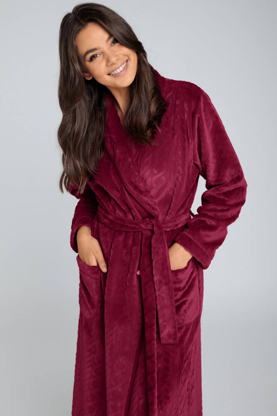 Bona Vestaglia da donna in pile Moda italiana - marrone