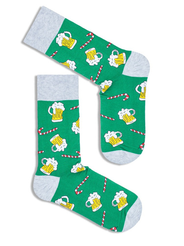 1290.005 Birre e bastoncini di zucchero - calze natalizie da uomo Milena, verde