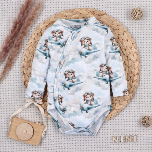 NINI ABN-5741/PIL Body incrociato organico Baby Bear Pilot con orsetto
