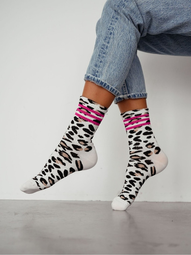 Calze donna Milena 0200-207 leopardate cotone