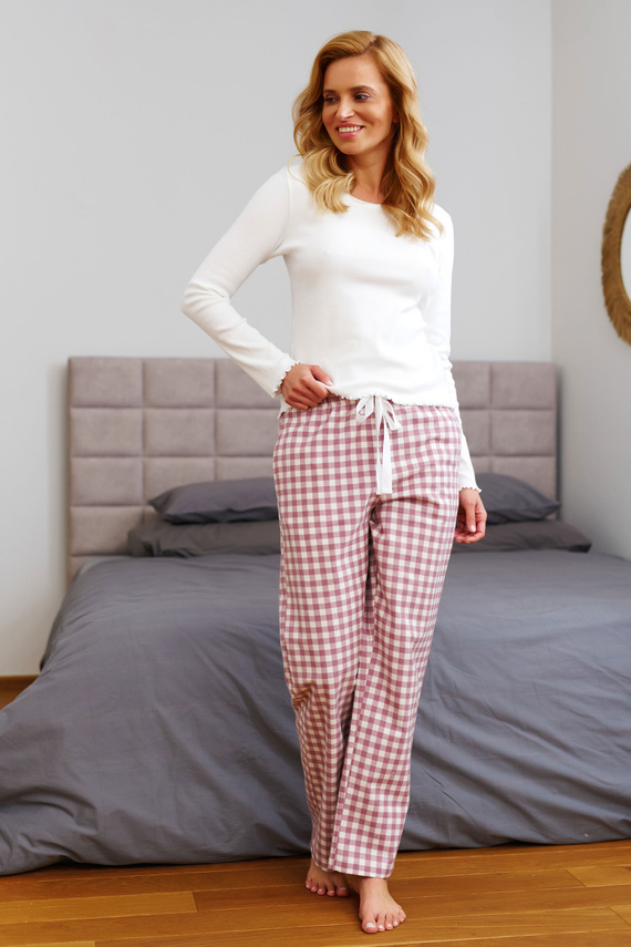 Doctor Nap 7302 - Pigiama da donna con maniche lunghe e pantaloni a quadri