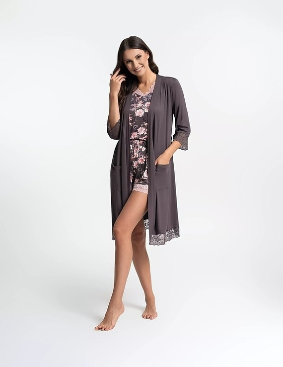 Accappatoio donna Moraj PDSZ4300-003 in viscosa con pizzo, annodabile