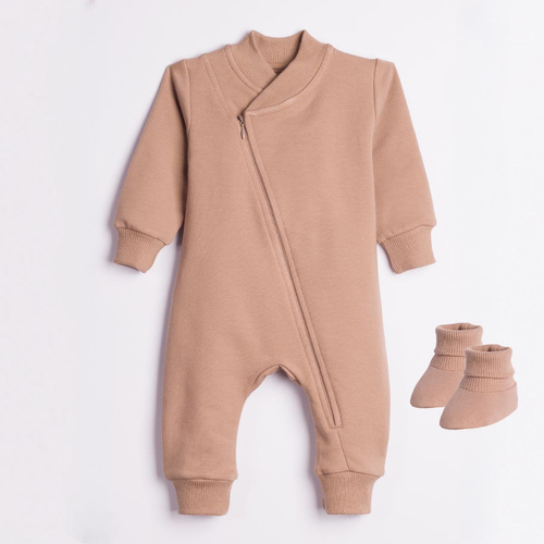 227271 Nicol BENEK Pagliaccetto in felpa + scarpine primi passi marrone per neonati