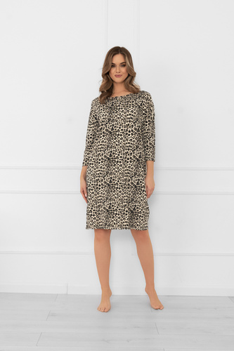 Kenia Camicia da notte da donna Moda italiana - stampa leopardo, manica 3/4