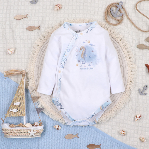 ABN-5442 Sea Of Joy Nini busta corpo bianco - cotone organico, per neonati