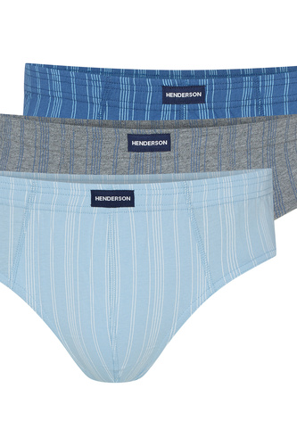 1446 K691 Slip Henderson da uomo in cotone blu-grigio, 3 pezzi per scatola