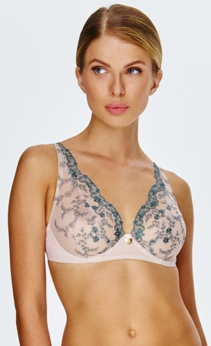 2552 Reggiseno Lupoline - bralette beige con ferretto e motivo floreale