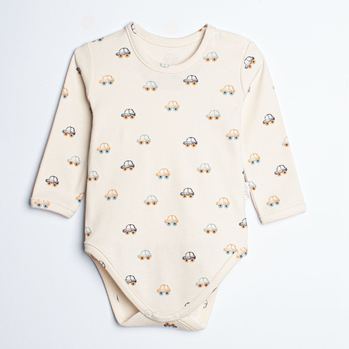Body neonato Olo Nicol Autka 100% cotone manica lunga crema