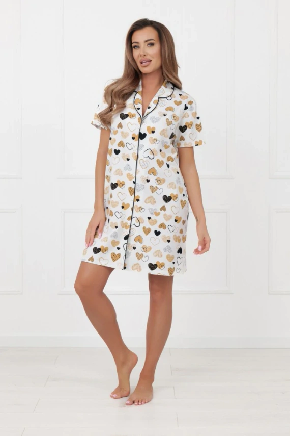 Camicia da notte da donna Soreno Italian Fashion - cotone, bottoni, manica corta