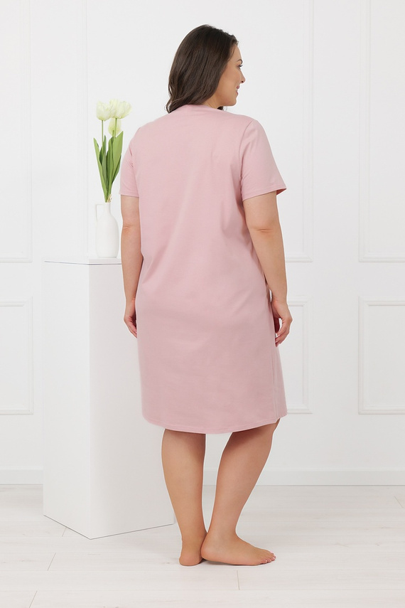 Hemaria Italian Fashion camicia da notte donna plus size in cotone rosa cipria