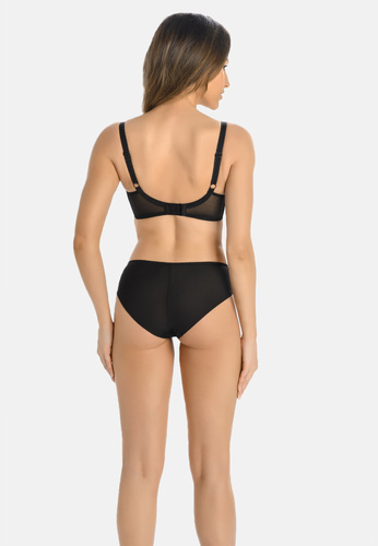 Slip donna nero Teyli 758 a vita alta con doppio tessuto a rete