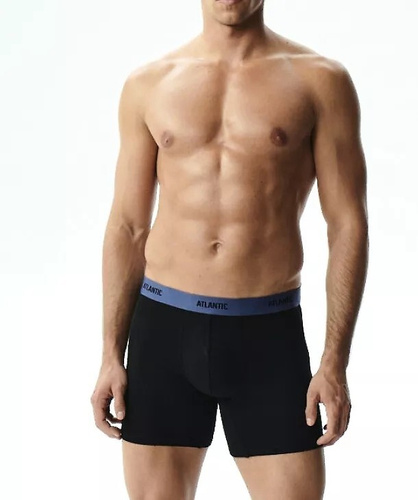 Boxer da uomo Atlantic 3MH-0177 A3 3 pezzi nero-denim – cotone, gamba lunga