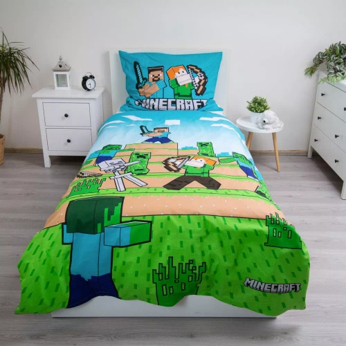 Biancheria da letto in cotone Minecraft "We Got This" Jerry Fabrics - 140x200 cm, 100% cotone, reversibile