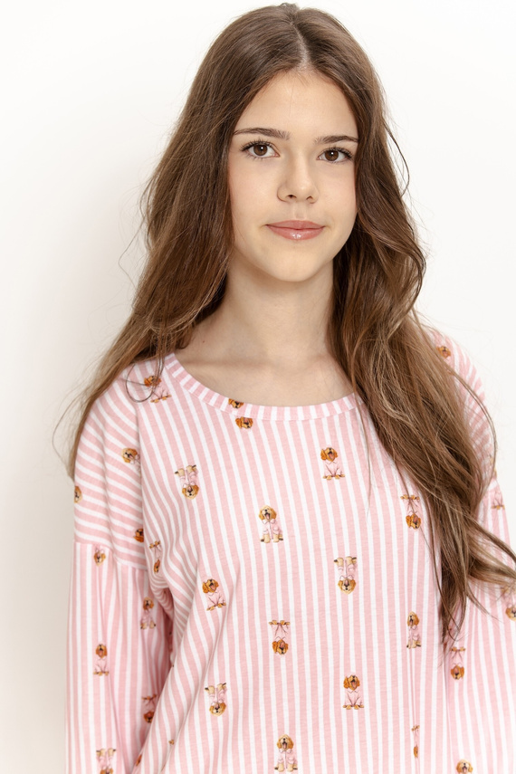 Camicia bambina Taro 3675 Nola rosa 100% cotone manica lunga
