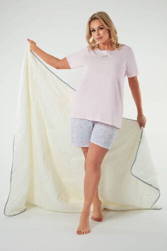 Tacoma Pigiama e pantaloncini da donna a maniche corte Italian Fashion - salmone/stampa