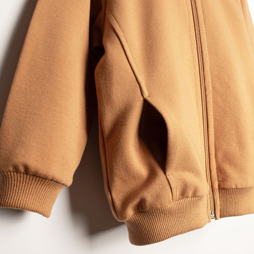 Nicol Olo 222274 felpa bomber da bambino in cotone color caramello con zip