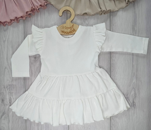 Mamatti SP502 Abito bambina maniche a farfalla 97% cotone - ecru