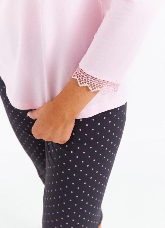Pigiama donna Cana 481 3/4 rosa - cotone, manica 3/4, confortevole