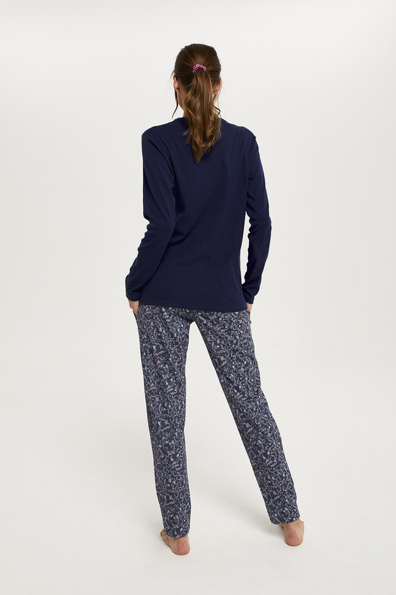 Sajna Pigiama donna maniche lunghe, pantaloni lunghi Moda italiana - blu navy/stampa