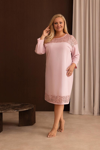 Koszula da notte donna Regina 2014 100% cotone pizzo elegante rosa