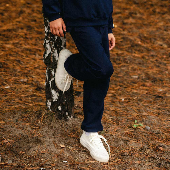 Simply Comfy Pantaloni della tuta per bambini Eevi blu navy - 100% cotone, con tasche