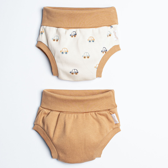 Bloomers per neonati Nicol 222087 2-pack in cotone crema e con macchinine
